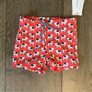 Janie and Jack Orange Elephant Print Swim Trunks. Size 6 to 12 months. NWT